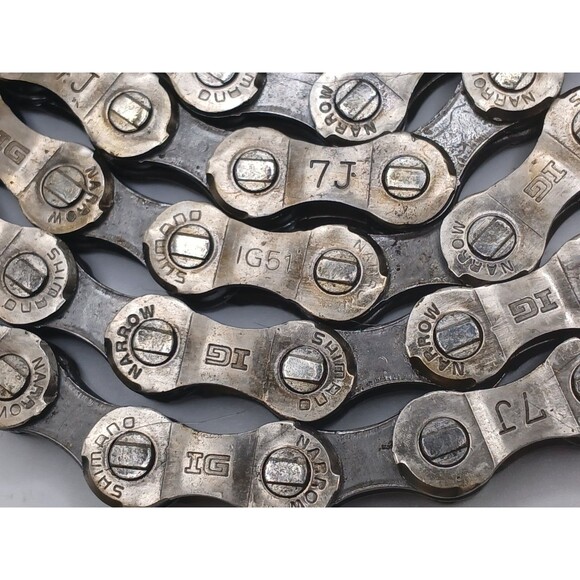 Vintage Shimano Narrow IG-51 Bike Chain IG51 Silver 53" Long 106 Links "7J" Mark - Picture 11 of 11